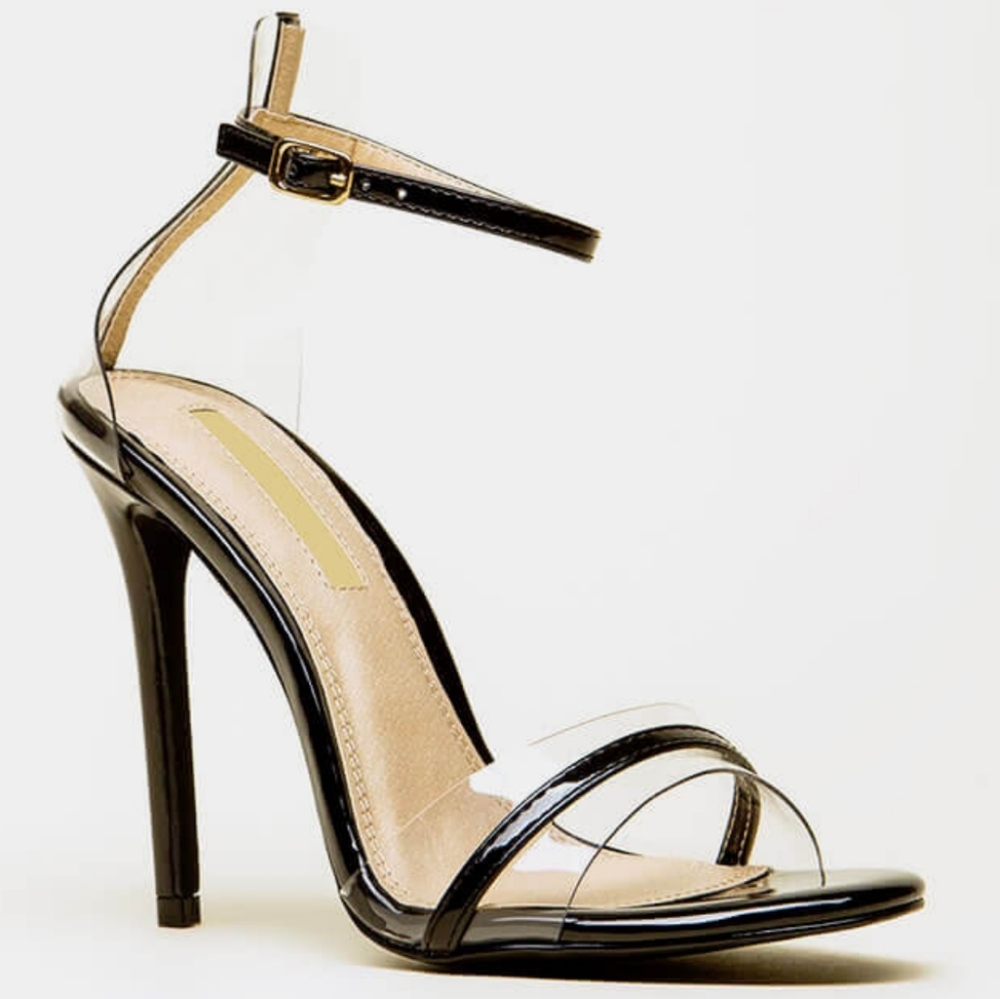 Black heels clear strap